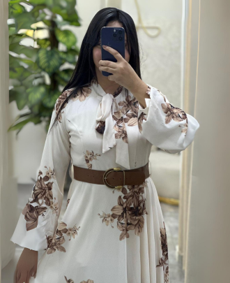 Ad. Mall - Arabelle - Robe Longue Fleurie avec Ceinture